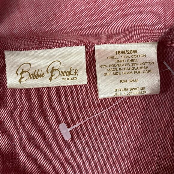Bobbie Brooks Shirt Womens Size 20W Red 2X Embroidered Floral Work Office Casual - Picture 8 of 16